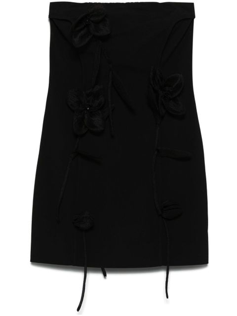 ROTATE BIRGER CHRISTENSEN rose-appliqué tube mini dress - Black - zdjęcie produktu nr 1