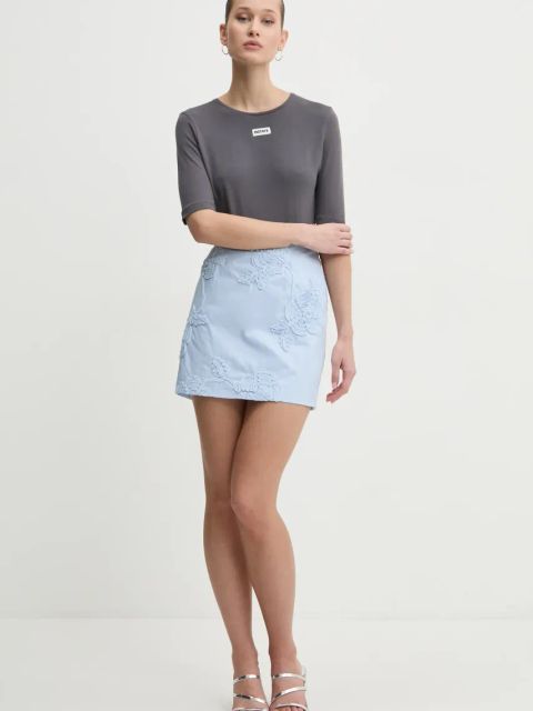 Rotate spódnica bawełniana kolor niebieski mini ołówkowa 1138592322