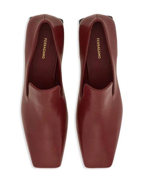 Ferragamo square toe loafers - Red