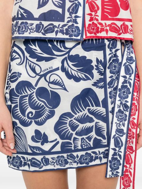 FARM Rio floral-print tie skirt - Blue