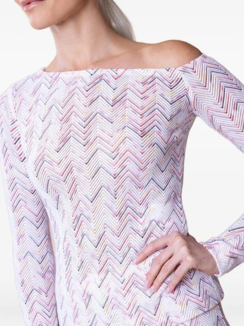 Missoni chevron-pattern off-shoulder sweater - White
