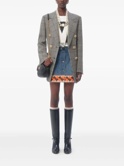 Valentino Garavani houndstooth-pattern virgin-wool blazer - Black