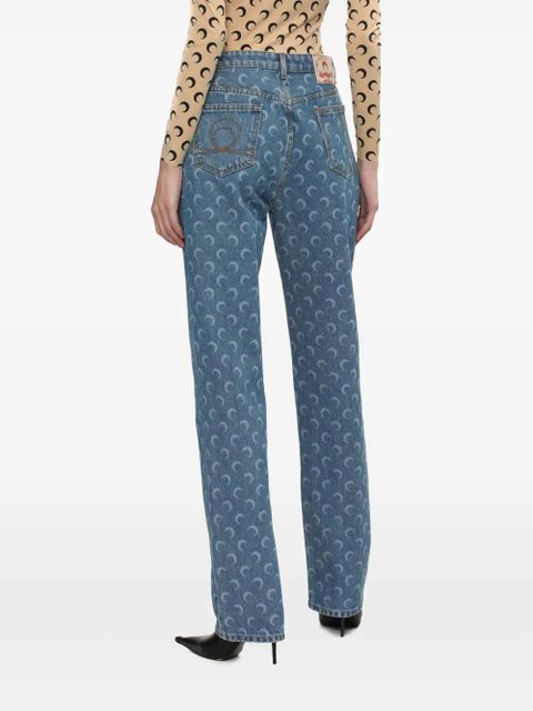 Marine Serre straight-leg trousers - Blue