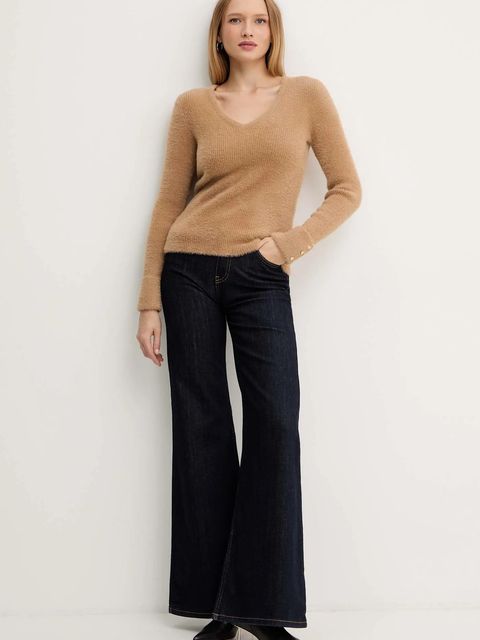 Morgan sweter MOOVE damski kolor brązowy lekki MOOVE