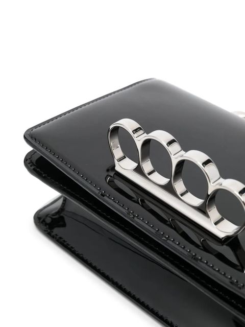 Alexander McQueen Four ring patent-leather tote bag - Black - zdjęcie produktu nr 2