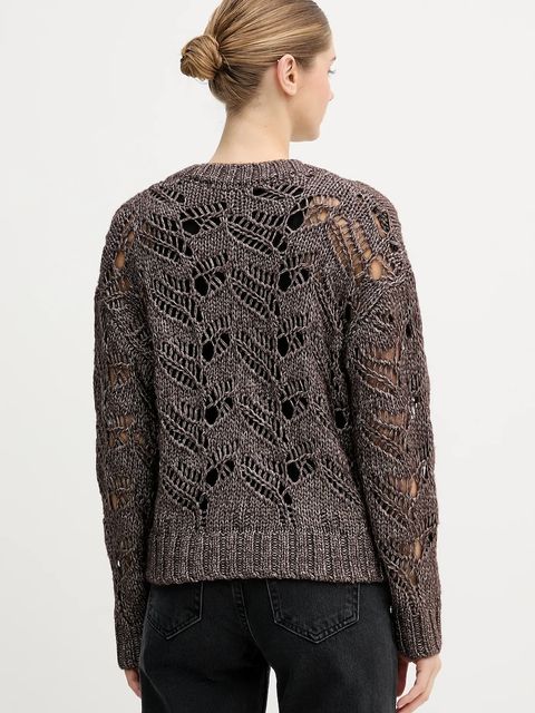 Sisley sweter z dodatkiem wełny damski kolor brązowy 1H5BL401E