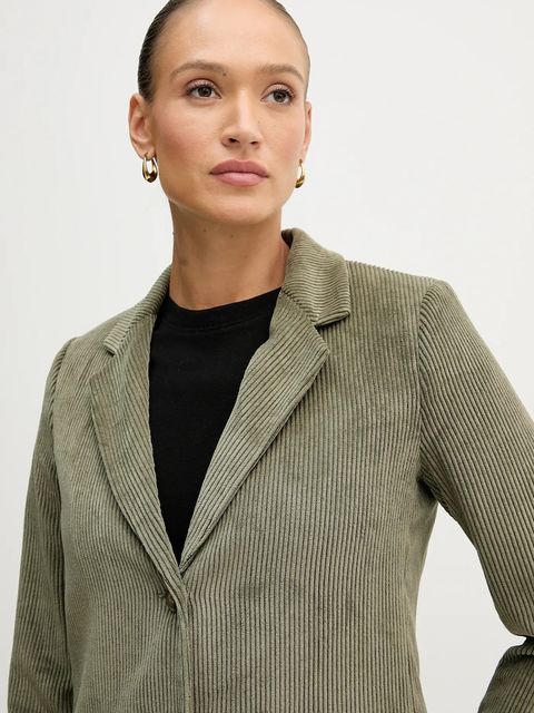 United Colors of Benetton marynarka sztruksowa kolor zielony jednorzędowa gładka 2Q5GDW03I