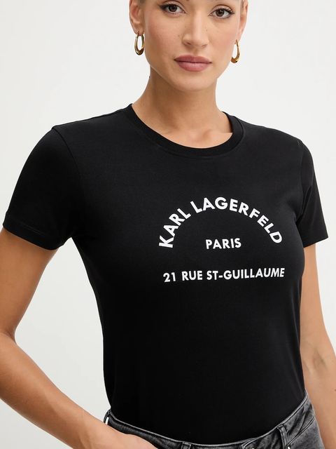 Karl Lagerfeld t-shirt bawełniany damski kolor czarny B1W17033
