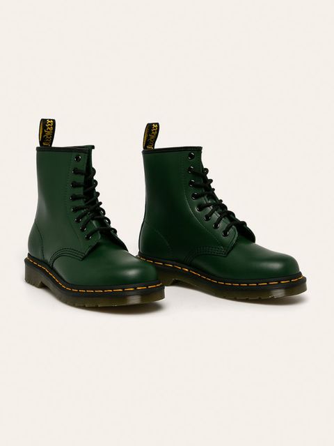 Dr. Martens workery skórzane 1460 kolor zielony na płaskim obcasie DM11822207