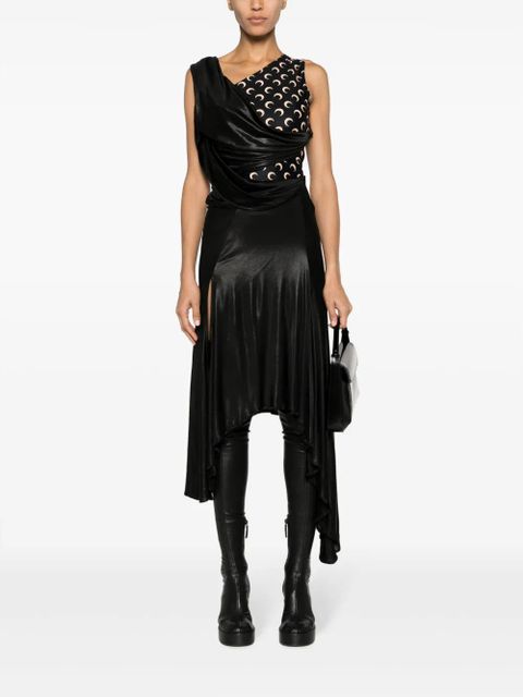 Marine Serre Crescent Moon-print asymmetric dress - Black