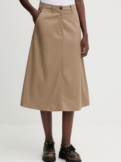 Marc O'Polo spódnica z dodatkiem lyocellu kolor beżowy midi rozkloszowana 600001920065 - zdjęcie produktu nr 1