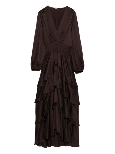 Maje V-neck ruffled dress - Brown - zdjęcie produktu nr 1