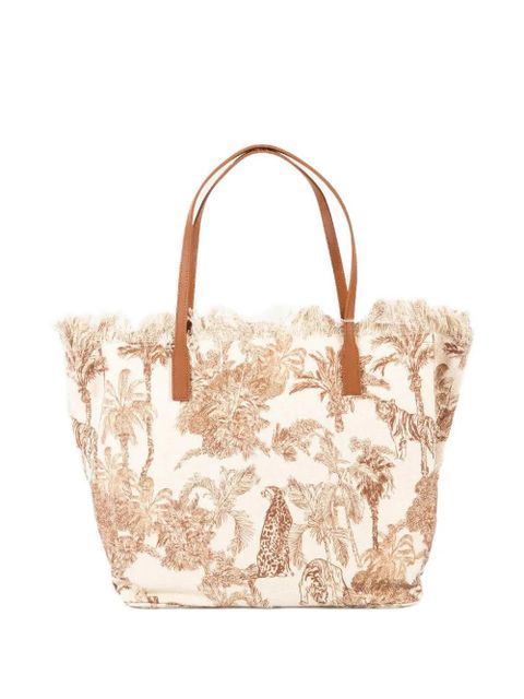 MC2 Saint Barth fringed jungle-print tote bag - Neutrals - zdjęcie produktu nr 2