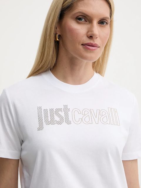 Just Cavalli t-shirt bawełniany damski kolor biały 79PAHE23 CJ110 - zdjęcie produktu nr 2