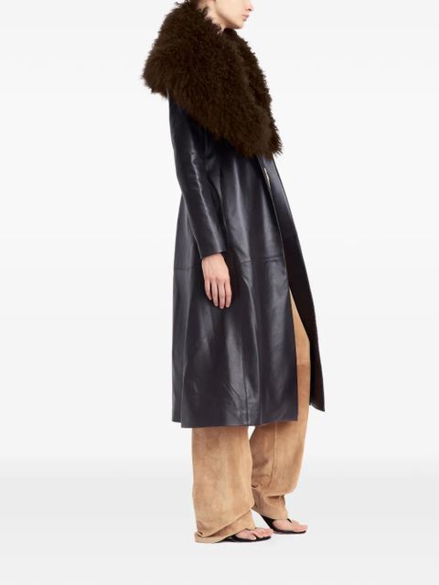 16Arlington Luisa fur-collar leather coat - Brown