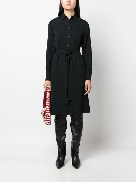 PINKO monogram-pattern belted shirtdress - Black - zdjęcie produktu nr 2