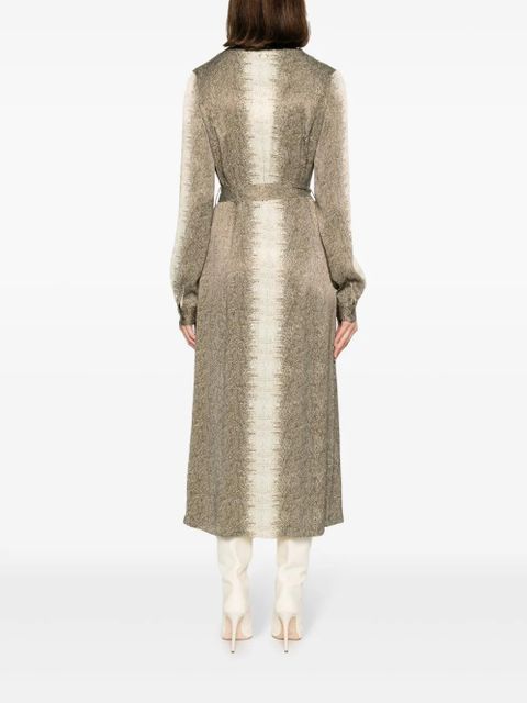 TWINSET lizard-print belted midi dress - Neutrals