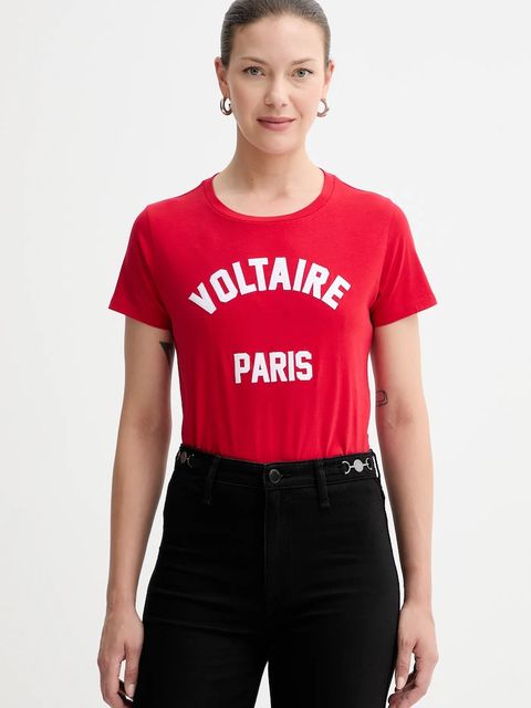 ZADIG&VOLTAIRE t-shirt bawełniany damski kolor czerwony JWTS02837 - zdjęcie produktu nr 1
