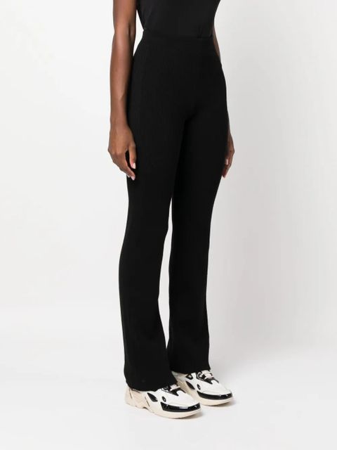 Rabanne ribbed wool-blend trousers - Black