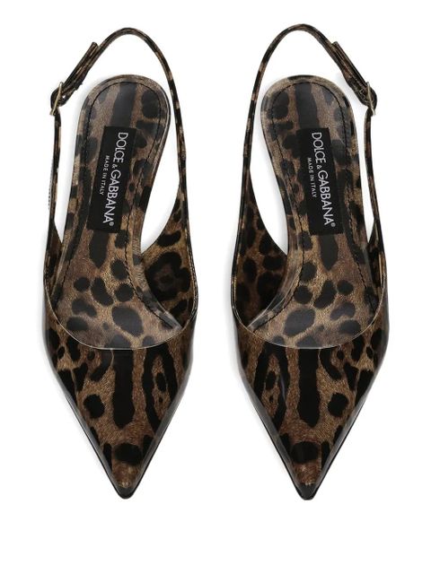 Dolce & Gabbana 60mm leopard-print slingback pumps - Brown
