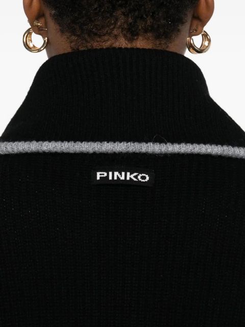 PINKO zip-front ribbed knit sweater - Black