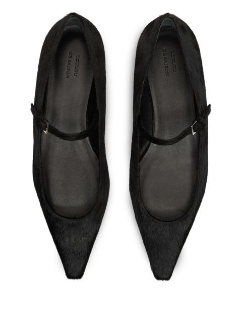 LouLou de Saison LEONE pony-effect leather mary jane flats - Black