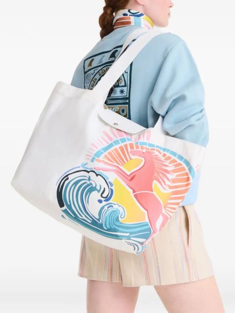 Longchamp L Le Pliage horse-graphic tote bag - White - zdjęcie produktu nr 2