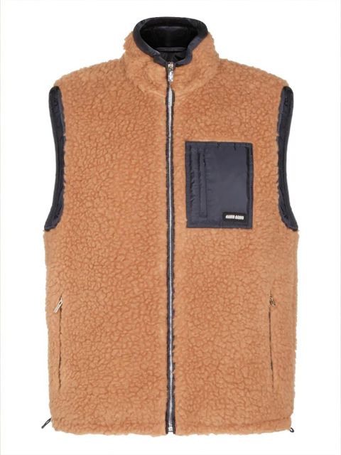 Miu Miu Teddy zip pocket gilet coat - Brown