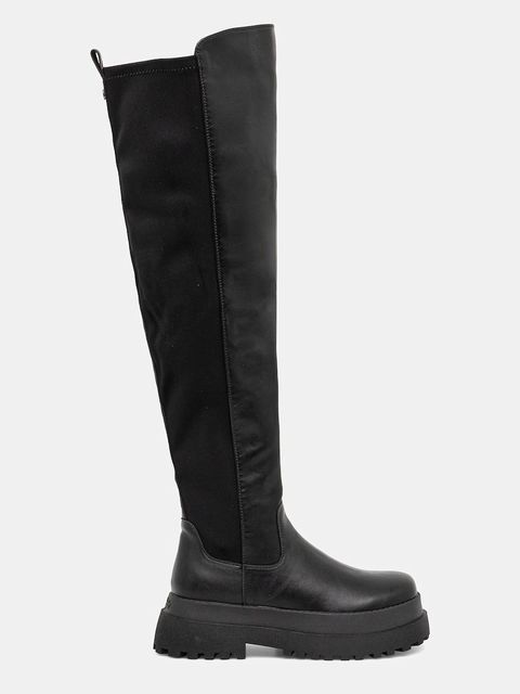 Buffalo kozaki Pluto Overknee damskie kolor czarny na platformie 1270153-BLK