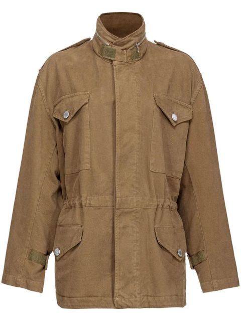 PINKO cotton overshirt high-neck jacket - Brown - zdjęcie produktu nr 1