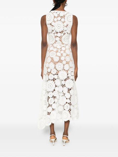 Self-Portrait crochet-floral maxi dress - White