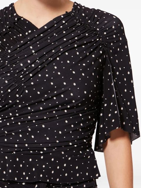 ISABEL MARANT draped polka dot top - Black