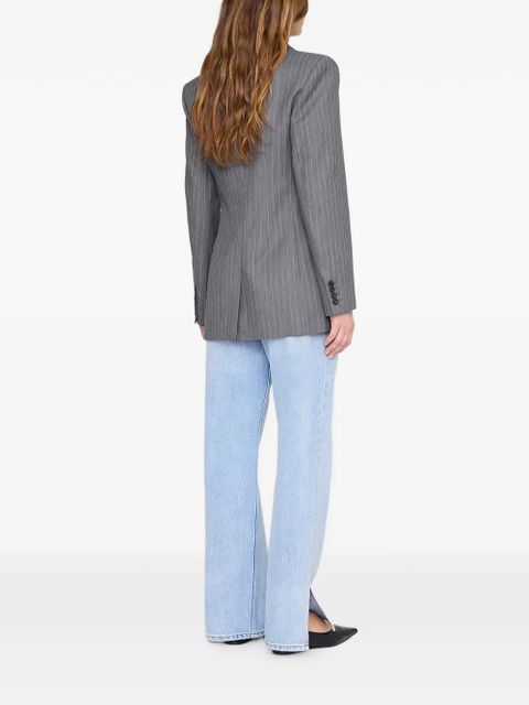 ANINE BING pinstripe-pattern double-breasted blazer - Grey