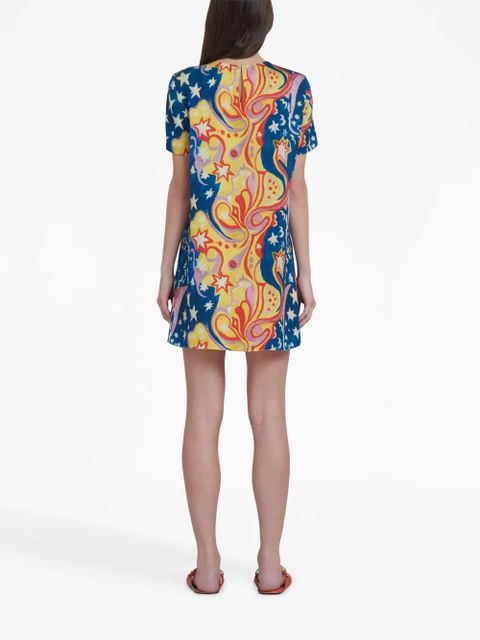 Marni graphic-print short-sleeve dress - Blue