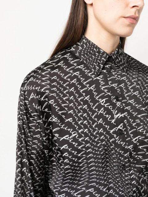 PINKO logo-print spread-collar shirt - Black