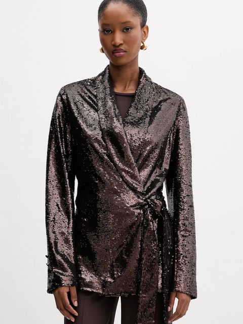 Silvian Heach marynarka WERTON kolor brązowy niezapinana GPA25483GC - zdjęcie produktu nr 1