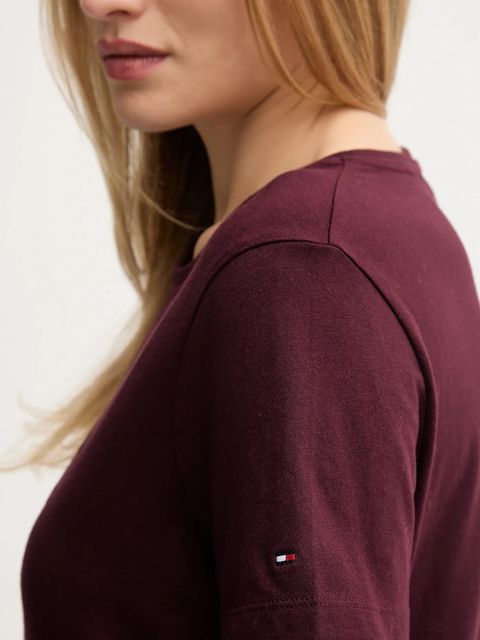 Tommy Hilfiger t-shirt bawełniany damski kolor bordowy WW0WW46120
