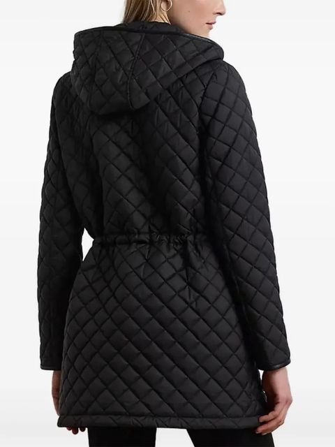Lauren Ralph Lauren crest-patch diamond-quilted hooded jacket - Black