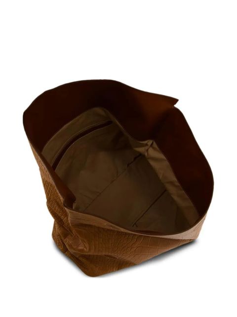 Johanna Ortiz crocodile-embossed clutch bag - Brown