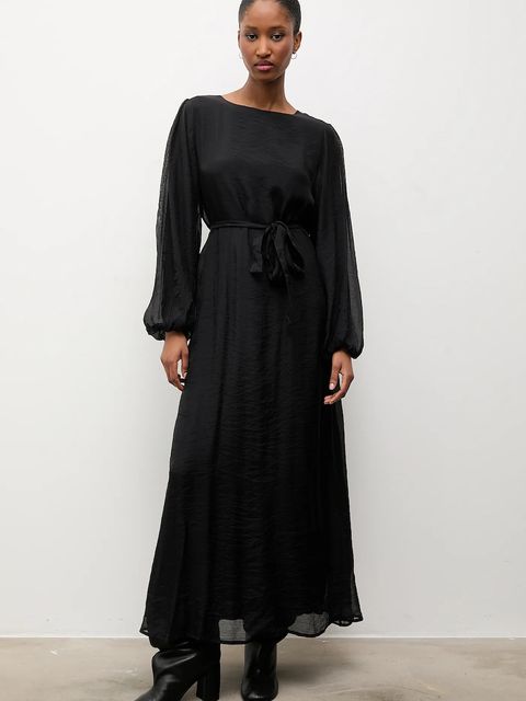 Answear.LAB sukienka kolor czarny maxi oversize