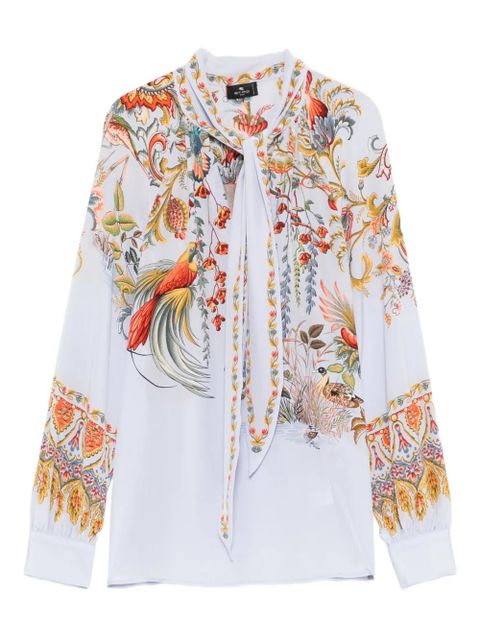 ETRO tie-neck bird-print blouse - Blue - zdjęcie produktu nr 1