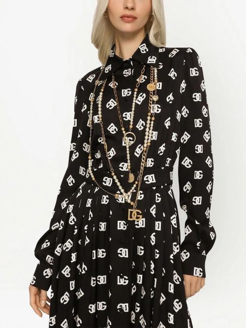 Dolce & Gabbana logo-print belted midi dress - Black