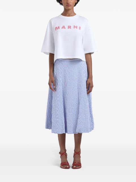 Marni check-print midi skirt - Blue