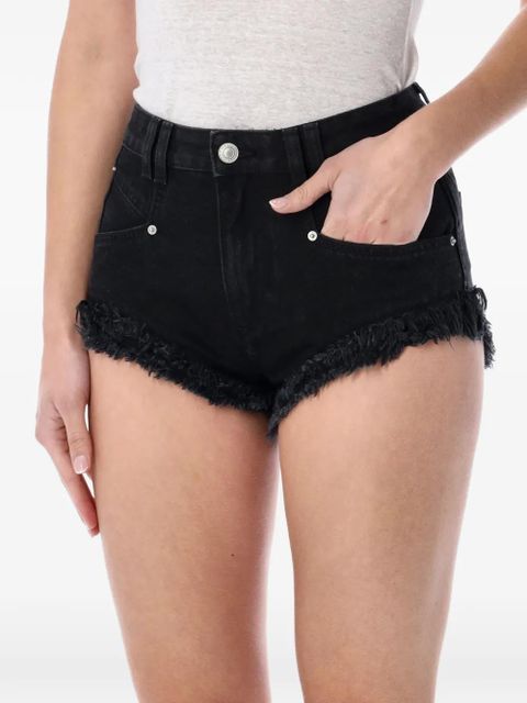 MARANT ÉTOILE Eneidala frayed-hem denim short - Black