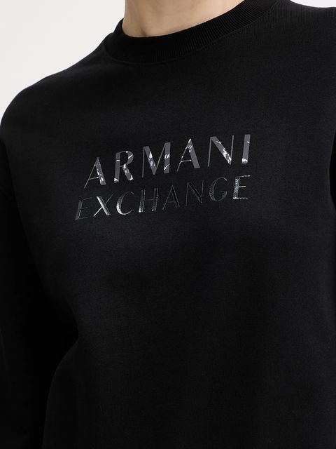 Armani Exchange bluza bawełniana damska kolor czarny z nadrukiem XW000747 AF16114