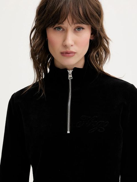 Hugo Blue sukienka welurowa kolor czarny mini dopasowana 50549677