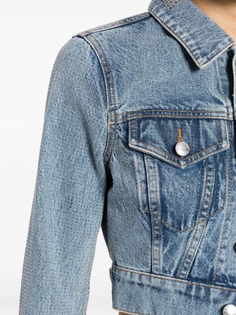 Alexander Wang bead-embellished cropped denim jacket - Blue