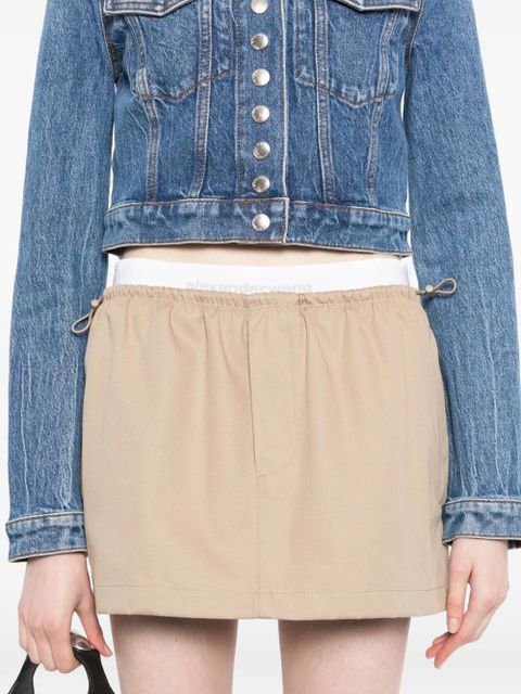 Alexander Wang logo-waistband mini skirt - Neutrals