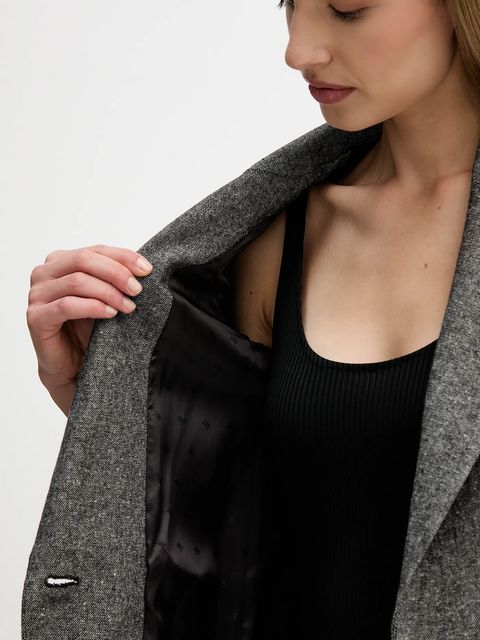 Pedro del Hierro marynarka z domieszką wełny kolor szary jednorzędowa melanżowa 6752181