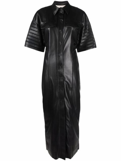Nanushka faux-leather fitted shirt dress - Black - zdjęcie produktu nr 1